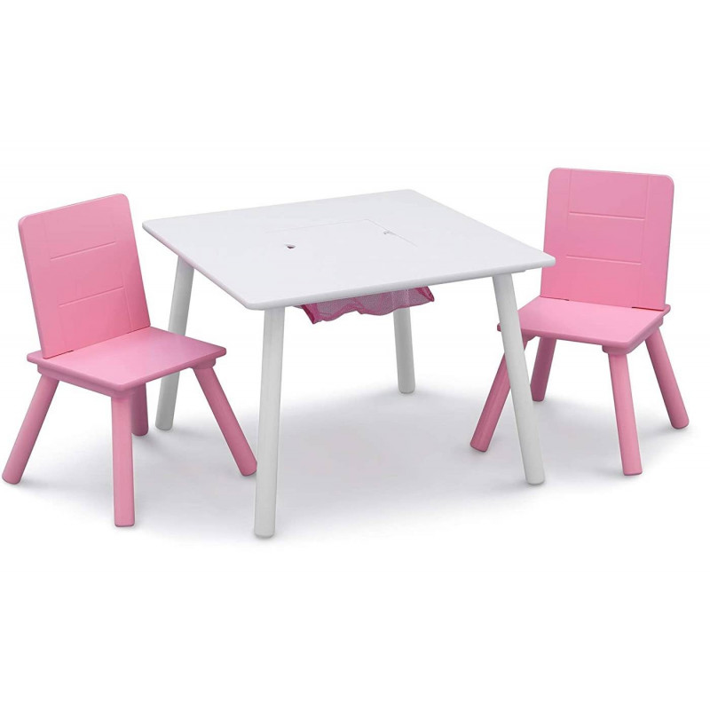 Detský stôl so stoličkami Bielo-ružový