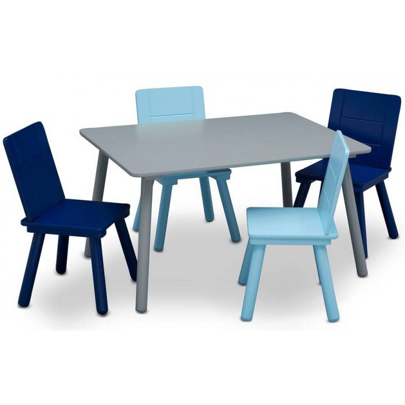 Detský stôl so štyrmi stoličkami Šedo-modrý