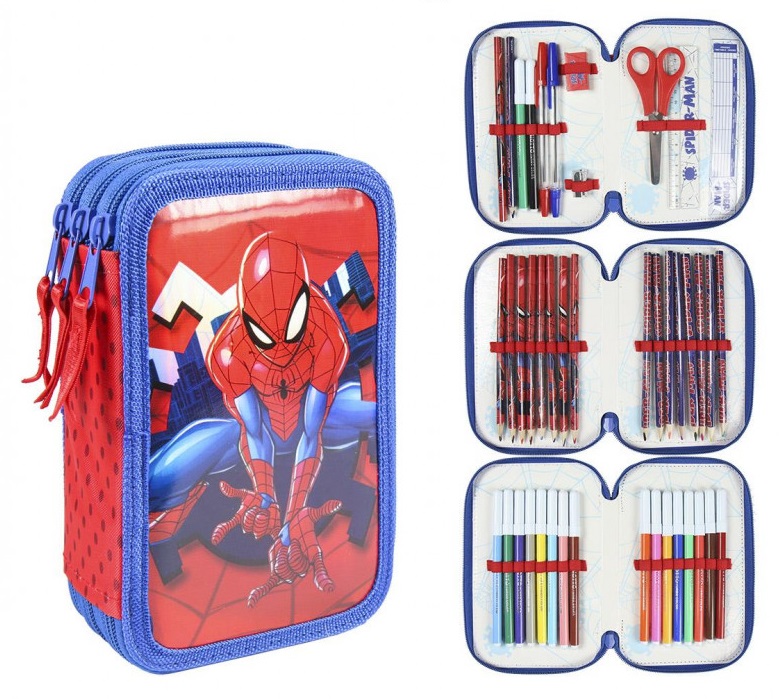 Školský peračník trojposchodový s náplňou Spiderman