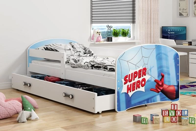 Detská posteľ Luki super hero 160x80 s úložným priestorom