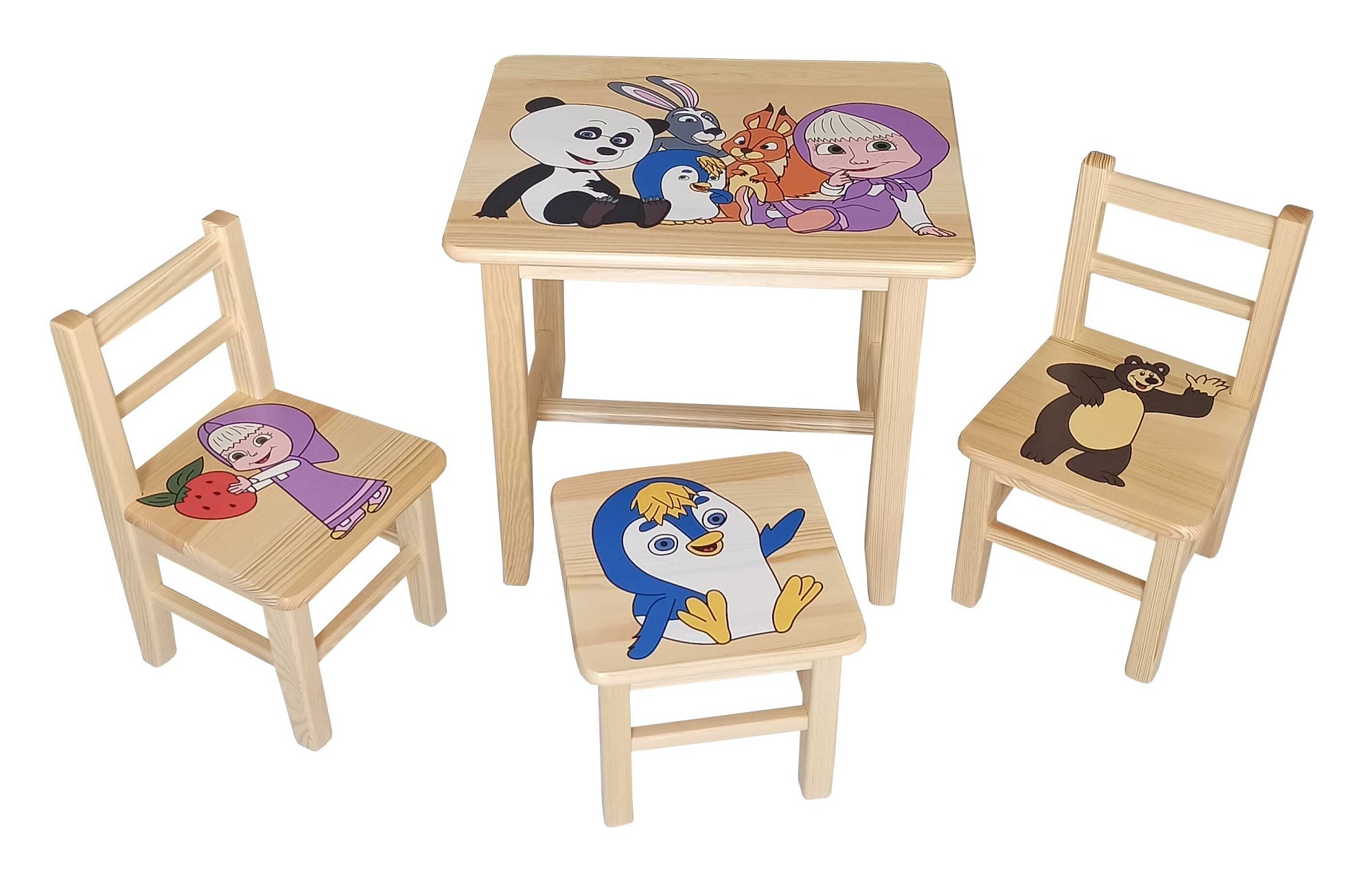 Detský Stôl so stoličkami Máša a medveď