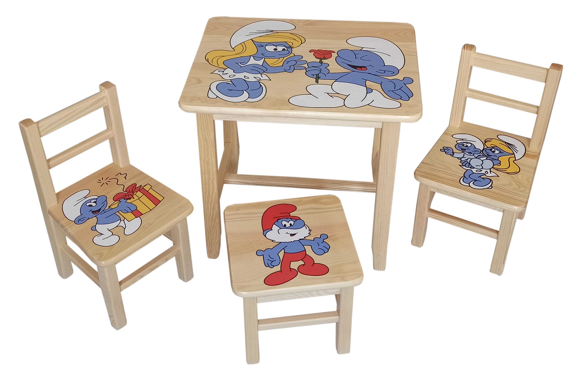 Detský Stôl s stoličkami Šmolkovia + malý stolček zadarmo !!