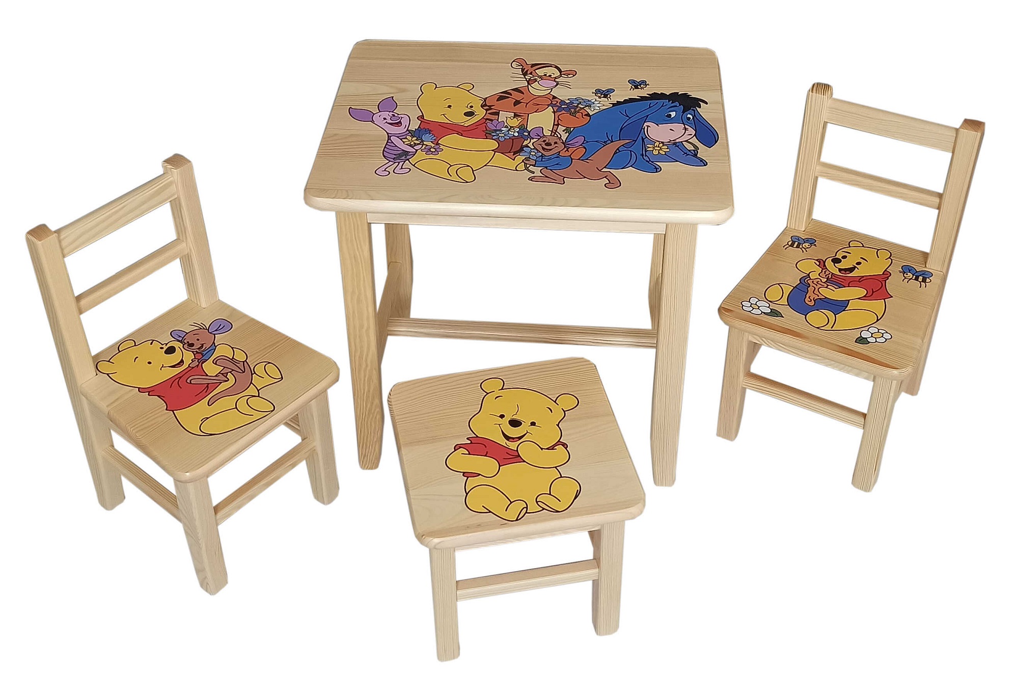 Detský Stôl s stoličkami macko pu + malý stolček zadarmo !!