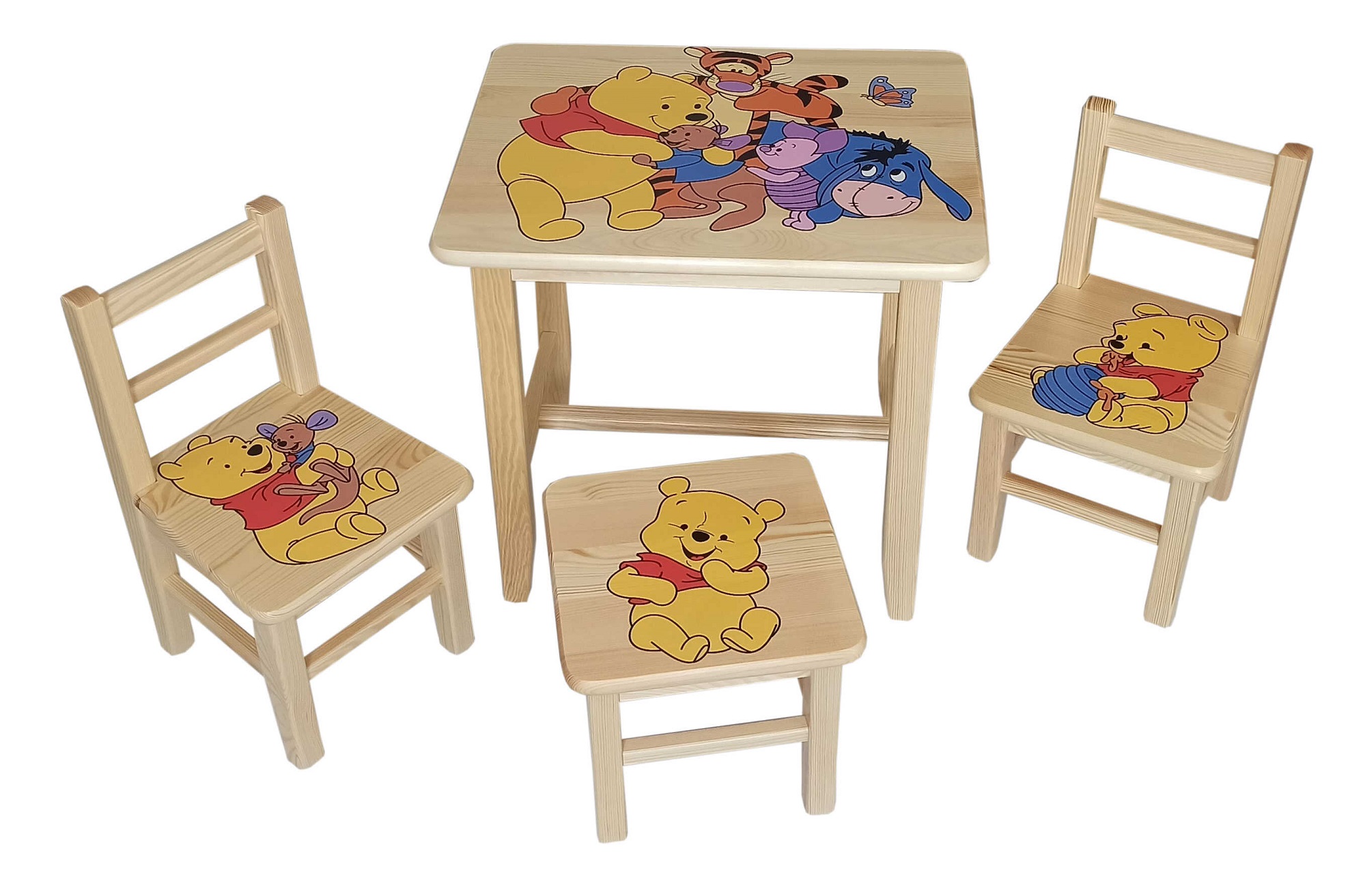 Detský Stôl s stoličkami macko pu + malý stolček zadarmo !!