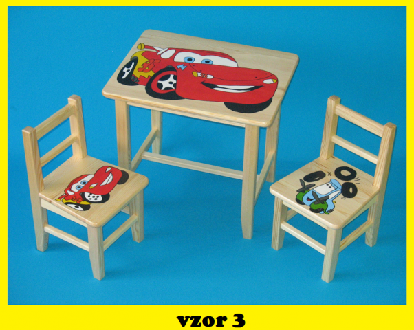 Detský stôl s stoličkami Auta + malý stolček zadarmo !!