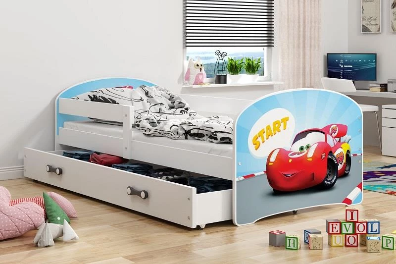 Detská posteľ Luki auta 160x80 s úložným priestorom