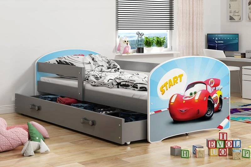 Detská posteľ Luki auta 160x80 s úložným priestorom