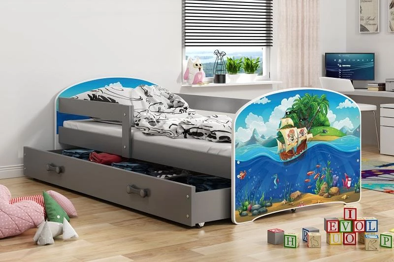 Detská posteľ Luki piráti 160x80 s úložným priestorom