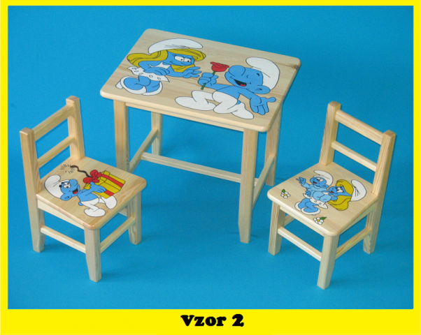 Detský Stôl s stoličkami Šmolkovia + malý stolček zadarmo !!