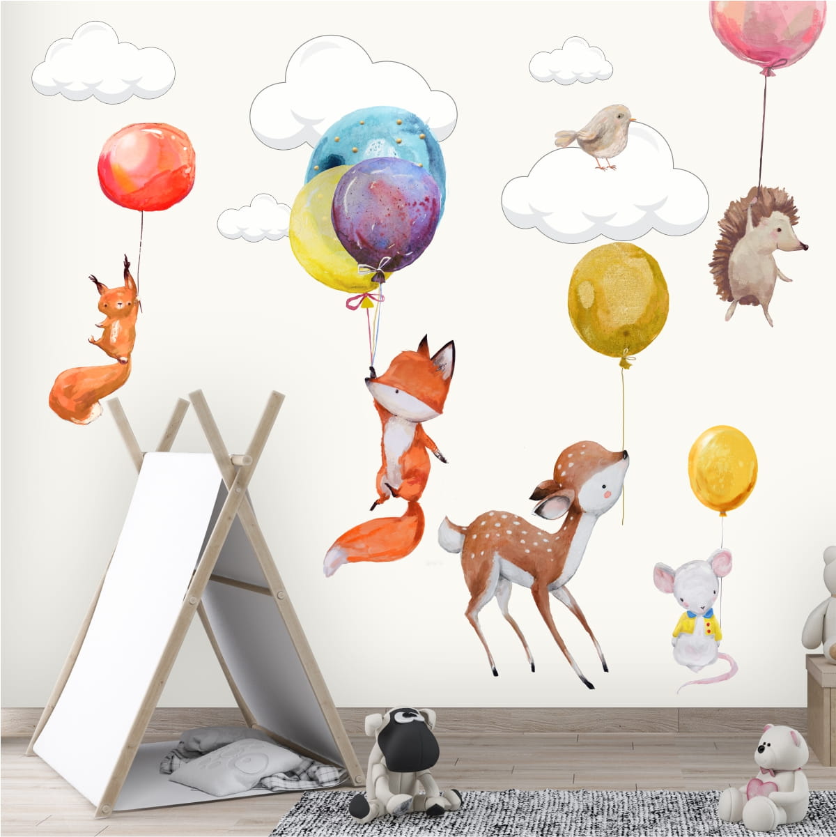 Samolepky na stenu Zvieratká s balónom